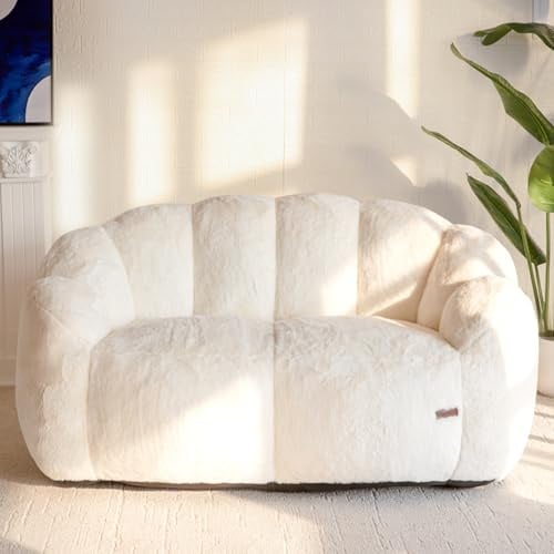 MAXYOYO Sitzsack, Floralförmige 2 Sitzer Sofa mit Memory-Foam Füllung, Weiches Kunstfell Sitzsack Giant für Wohnzimmer Schlafzimmer