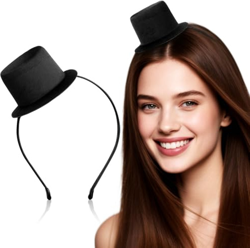 DEARMAMY Mini Top Hat Stirnband Vintage Inspiriert Leichtes Party Haarreif Accessoire für Karneval Hochzeit Cosplay Kostüm Eleganter Schwarzer Mini für Damen und Herren