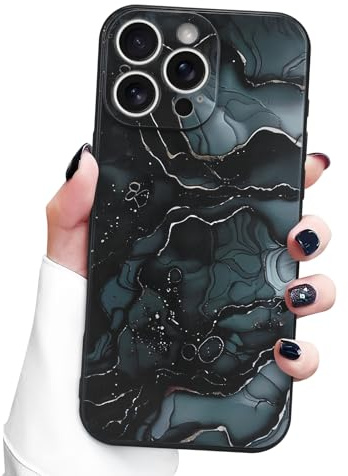 Newseego für iPhone 16 Pro Hülle, Marmor Muster Flexibel TPU Handyhülle 6,3 Zoll Stylisch Stoßfest Fallschutz Anti-Kratz Ästhetisch Modisch Schutzhülle für iPhone 16 Pro Schwarz
