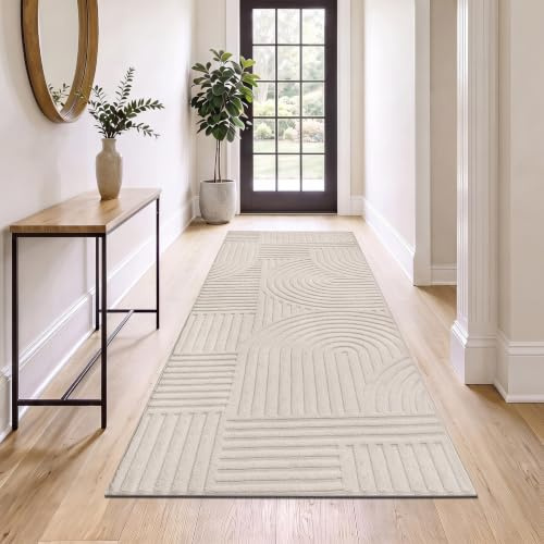 SHACOS Läufer Flur 80x200 cm Teppich Läufer Waschbar Teppichläufer rutschfest Flurteppich Lang Flurläufer Teppich Flur für Küche, Eingang, Wohnzimmer, Schlafzimmer, Beige