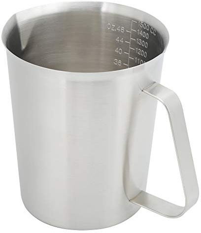 Taza medidora de acero inoxidable, 1500ml jarra de leche frother taza de leche con marcado con mango de metal jarra cocina herramienta para hornear