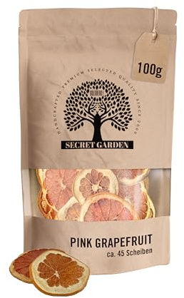 GOLDBERG Secret Garden Pink Grapefruit - getrocknet, 100g | Luftgetrocknete Grapefruitscheiben als Cocktail Deko und Garnitur, für Aperitife, Tee und Drinks, Naturprodukt ohne Zusätze