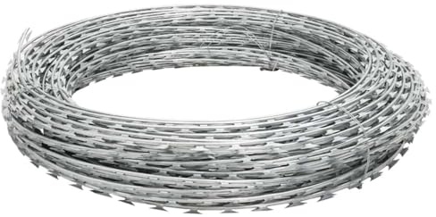Lumanois Filo Spinato Concertina Elicoidale in Acciaio Zincato 60 m, Articoli di ferramenta,Accessori ferramenta,Corde, Fili e Catene, 5.32kg-141076