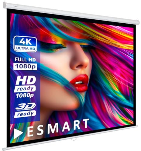 ESMART Economy EXR Écran de Projection Manuel 217 cm Image 200 x 200 cm (111) | Format 1:1 | Écran de projecteur Home cinéma écran Rollo LCD LED