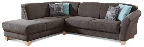 CAVADORE Ecksofa Gootlaand / Große Sitzecke im Landhausstil inkl. praktischer Vorziehfunktion und Bettkasten / Mit Federkern-Polsterung / 257 x 84 x 212 / Dunkelgrau