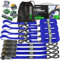 Rhino USA Cinghie a Cricchetto - Cinghie di Fissaggio Carico - 4 Pz - Cinghie per Trasloco e Trasporto - 2,5 cm x 4,6 m - Set Cinghia a Cricchetto con Manico - Blu