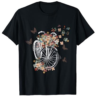 Blumen Schmetterlinge Radfahrerin Geschenk Fahrrad T-Shirt