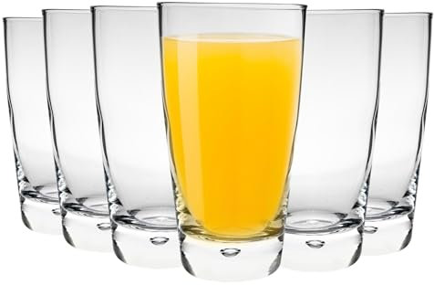 Bormioli Rocco Pack of 24 Luna Highball Cocktail Glasses Set with Bubble Base - 340ml
