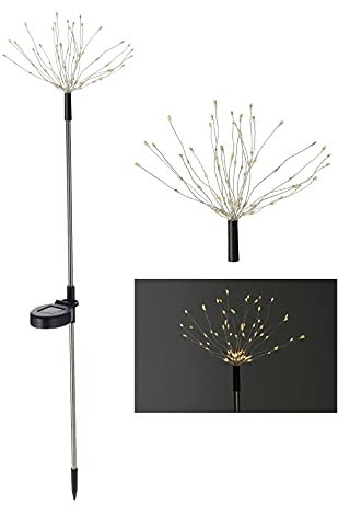 Spetebo LED Solar Gartenstecker 80 cm - Feuerwerk - Solarlampe mit 25 biegsamen Drähten und 75 LED - Gartenleuchte zur Garten Dekoration