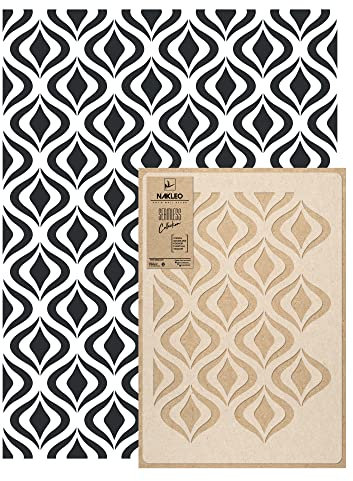 NAKLEO Wandschablone Groß Muster, Malschablone 59x95cm Retro Girlanden Wiederverwendbare Kunststoff, Geometrische Tapete Wandgestaltung, DIY Craft