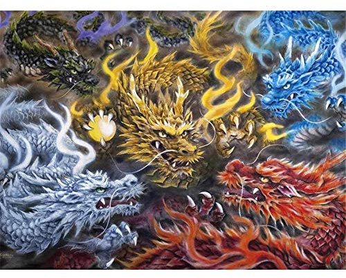 YINGXIN88 5D Diamant Painting Kits, Pack Runde Voll Drill Diamond Painting Zubehör Kristall Kreuzstich Kunst Handwerk für Hause WanddekorationAlter orientalischer Drache-45x60cm