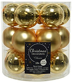 Weihnachtskugeln Glas 4cm x 18 Stück kleine Christbaumkugeln hellgold