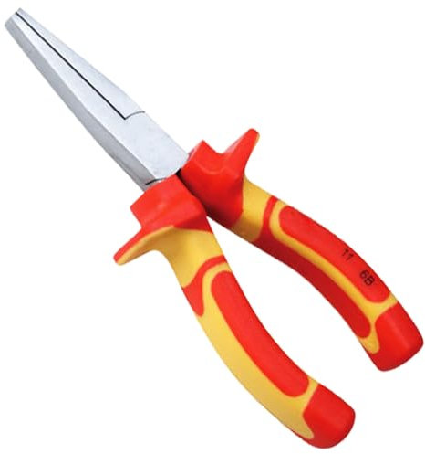 WEDO Nadelzange,Isolierter Flachrundzange mit Schneide,6 Zoll,Länge 160mm,Telefonzange mit rutschfestem Griff,Spitzzange,Modifiziert 1000V VDE-geprüft,GS-Zertifikat Präzisionszange