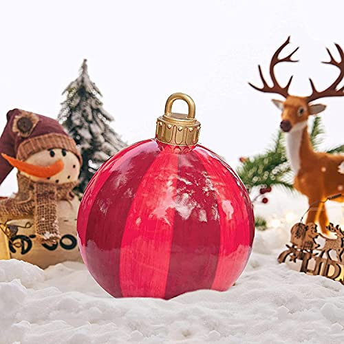 Aufblasbare Weihnachtskugel, Dekoration, riesiger Weihnachtsball, für den Außenbereich, Ornamente für Hochzeit, Festival, Heimdekoration, Hof, Rasen, Garten, Außendekoration, mit Pumpe (FG), 60 cm