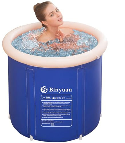 Baignoire Gonflable Pliable Portable En Plastique 75x75cm Tremper Petit Espace D'hydrothérapie Pour Adultes (L, Bleu)