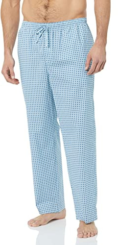 Amazon Essentials Men's Straight-Fit Woven Pyjama Bottoms with Pockets, Blue Geo Print, XXL