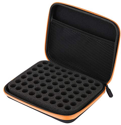 Essential Oils Storage Carrying Case, 63 Bottles Portable Aromatherapy Essential Oil Storage Bag Box Organizer with Convenient Handle, Waterproof Nail Polish Storage Box for Essential(Bright Orange)