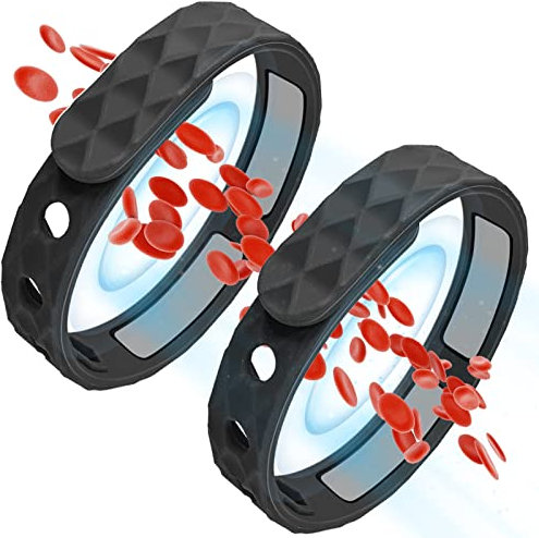 Redup Far Infrarot Negative Ionen Armband, antistatisches Silikon Negative Ionen Armband für Damen und Herren (Schwarz x2)