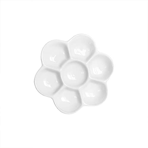 Pirhosigma Palette de peinture à fleurs émaillée de 8,6 cm de diamètre pour peinture aquarelle - Palette en céramique