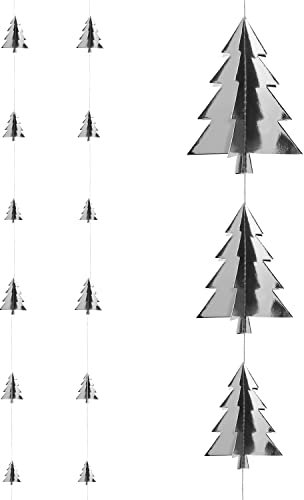 Oblique Unique® 3D Tannenbaum Girlande Deckenhänger Baum Banner Weihnachtsbaum Deko für Weihnachten Winter Advent Party (3D Baum - Silber)