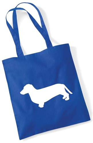 Huuraa Tote Bag Dackel Silhouette Geschenk 10 Liter Bright Royal Baumwolle Dackel Mitbringsel