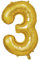 Riesenballon Zahl 3 Gold XXL – 101 cm 40 ' – Dekoration Geburtstag 3 Jahre – Party Wecker Abende – 30 Jahre – Taufe Baby Jungen Mädchen – Dekorationen Veranstaltungen – Wanddekoration – Geschenkidee