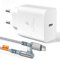 45W USB C Ladegerät Schnellladegerät für Samsung Galaxy S24 S23 S22 S21 S20fe S10 S9 S8 A55 A54 A53 5g A52 A51 A50 A34 A33 A13 A12 mit 3M 100W USB C Schnellladekabel Fast Charger Adapter
