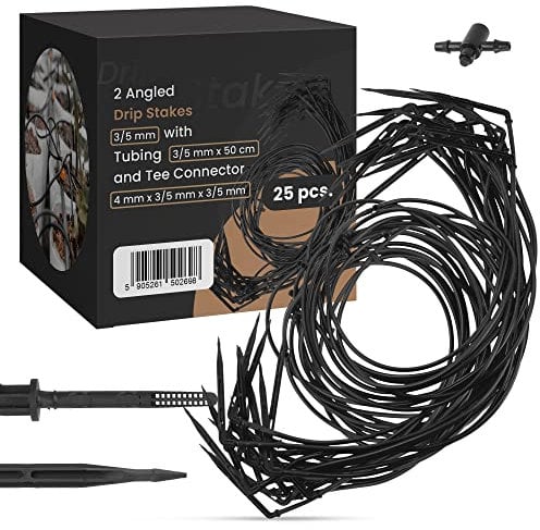 Instalguru 25x 2stk Dripper Emitter Ecking Tropfer 2-Wege Verteiler+ Slauch Tropfleitun Mikro-Tropfbewässerungs-Set Bewässerungssystem Tropfsystem für Pflanzen Garten Rasen Gewächshaus