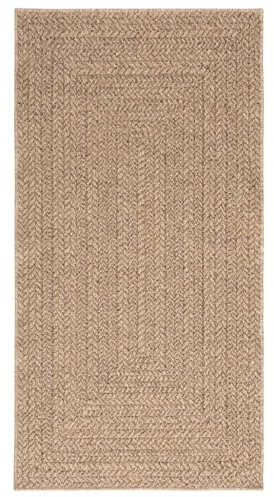 vidaXL Indoor and Outdoor Jute Look Rug - UV-Resistant Polypropylene Material, Easy-to-Clean, for Patio, Balcony, and Garden - Size: 80 x 150 cm - Brown