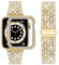 wutwuk Kompatibel mit Apple Watch 9 Armband 41mm Damen Armband für iWatch Series 9 8 7 41mm mit Diamant Strassstein Harter PC Schutzrahmen Kunststoffgehäuse Schutzhülle Frauen Gold