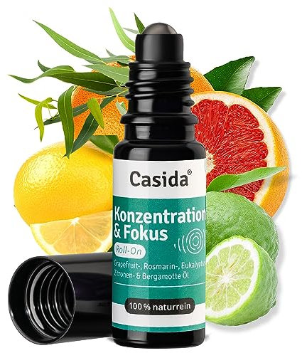 Casida® Duft Roll-on - Duftöl, Aromaöl, Ätherisches Öl für die Aromapflege unterwegs - aus der Apotheke - 10 ml (Konzentration & Fokus)