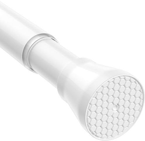 Zipglo 1 Stück Gardinenstange ohne Bohren 113-196cm Duschvorhangstange Teleskopstange Vorhangstange Teleskopstange Spannstange Verstellbare für Badezimmer, Fenster, Küche, Schrank, Weiß