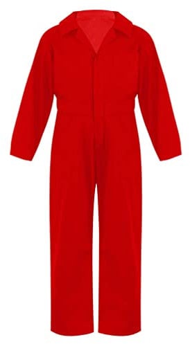 Jugaoge Boys Girls Jumpsuit Overall Mechanic Costume Long Sleeve Overalls Boiler Suit Cargo Coveralls Red 15-16 Years