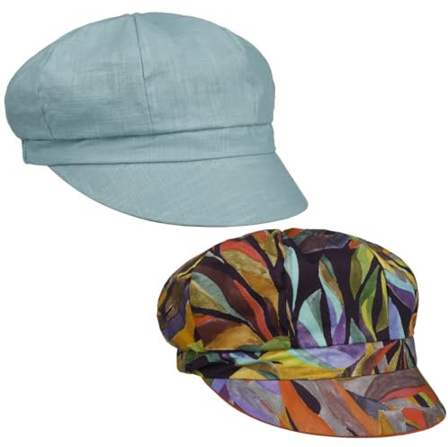 Lipodo Wendemütze Mehrfarbige Ballonmütze Baumwolle Leinen Stretchfutterband Damen Frühjahr Sommer Made in Italy türkis One Size