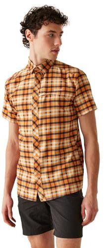 Regatta Chemise de voyage à manches courtes, Carreaux kaki, XL