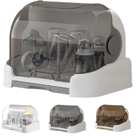 JINGAN Baby Bottle Drying Rack & Storage Box - Dustproof, Portable, Removable With Drip Tray