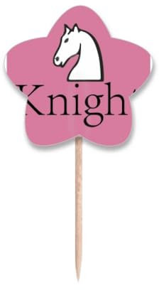 Knight White Word Schachspiel Zahnstocher Flaggen Sternetikett Cupcake Picks