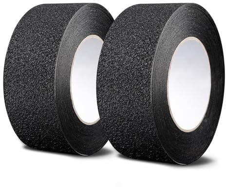 MQWDGJ Antirutsch Klebeband 2 Rollen (5cm x 10m) mit Selbstklebend High Grip für Treppen Stufen Drinnen und Draußen, Schwarz
