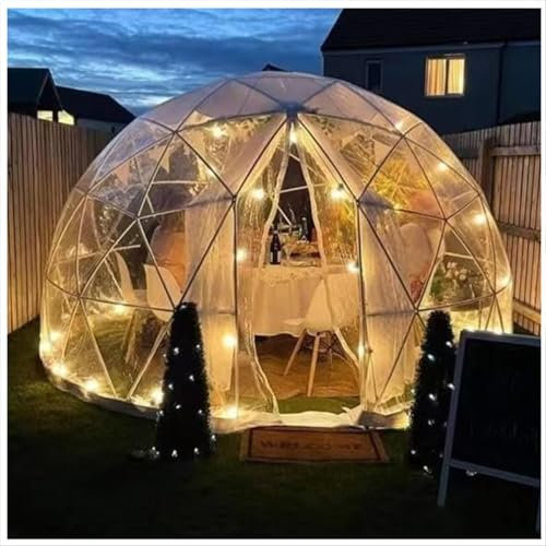 Transparentes Kuppelzelt, Großes Kuppelhaus-campingzelt Für Den Garten, Pavillon, Iglu-Kuppel für 5–7 Personen, geeignet für Terrassen und Essbereiche,2.9M