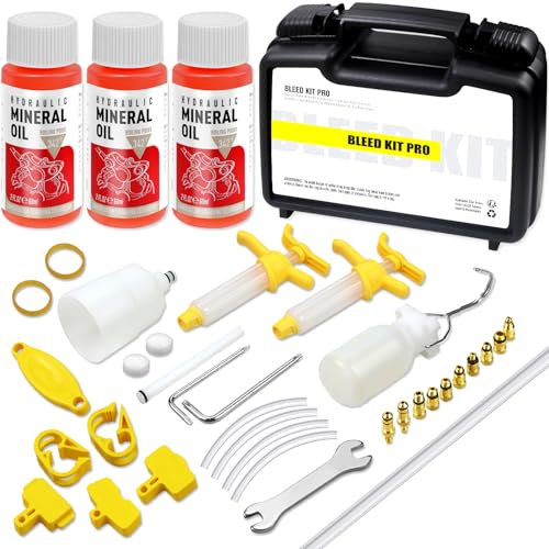 Mytovosn Scheibenbremsen Entlüftungskit für Shimano, TEKTRO, MAGURA, Inklusive Metall Verbinder Mountainbike Bremsenentlüftungsgerät, Inklusive 180ML Hochleistungs-Mineralbremsflüssigkeit