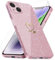 Cover Compatibile con iPhone 14, con 3 Pezzi Vetro Temperato Pellicola Protettiva, Glitter e Antimpronta Custodia, Antigraffio e Morbido Caso - Rosa