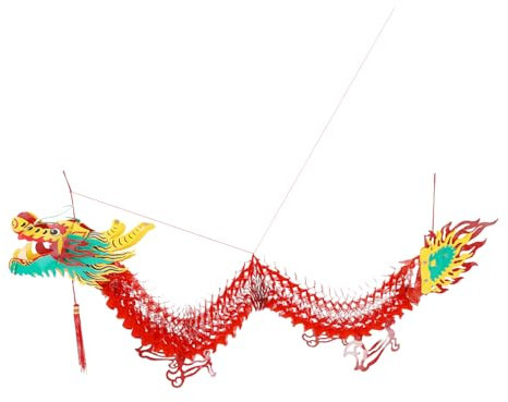 Garneck Chinesische Deko Drachen Girlande Aus Kunststoff - 1-5m Lange Laternen Für Chinesisches Neujahr 2024 Festliche Hängedeko Für Frühlingsfest Und Silvesterpartys Rote Lampions