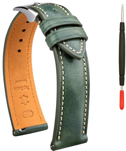 Gomvadr Quick Release Leder Uhrenarmband, Zwei-Ton Öl-gegerbtes Leder Uhrenarmbänder 18mm 19mm 20mm 21mm 22mm Ersatz Uhrenarmband für Männer Frauen