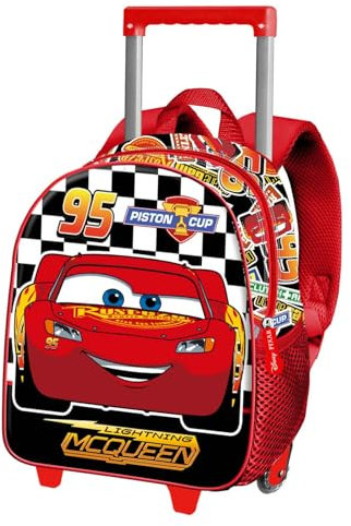 Disney Cars 3 Racer-Mochila 3D con Ruedas Pequeña, Rojo, 26 x 34 cm, Capacidad 7 L