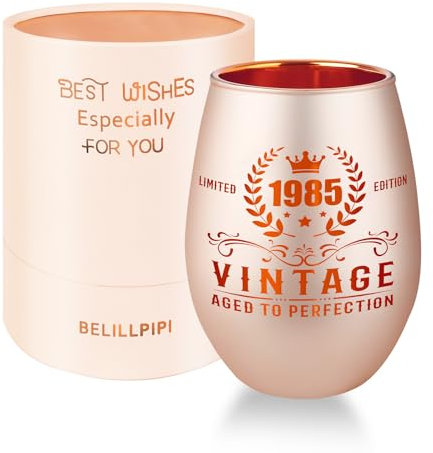 Belillpipi Geschenke zum 40 Geburtstag für Frauen, 40 Geburtstag Windlicht aus Glas, Windlicht in Roségold mit Geschenkbox, Teelichthalter mit Gravur Geschenk für 40 Frau Weihnachten