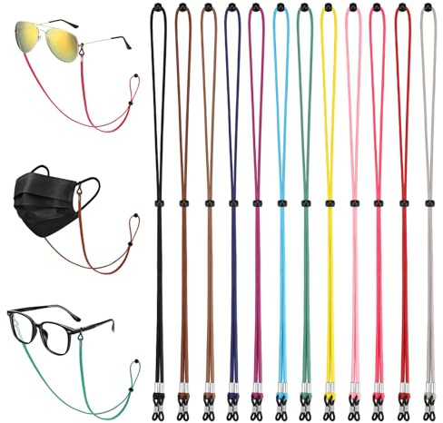LORACOXS 12PCS Glasses Strap Eye Glasses Holders Around Neck Adjustable Leather Eyeglasses Reading Glasses Chain for Women