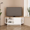 Bimossa Teo Corner TV Stand – Space-Saving TV Unit for 43–48'' TVs, Compact Media Console with Open Shelves & Cabinet, Ready to Assemble, Available in 5 Colours (Oak&White)