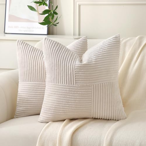 Yosodeko 2er Set Kordsamt Kissenbezug 40x40 Beige, Flauschig Boho Kissenhülle Kissenbezüge Sofakissen Couchkissen Dekokissen Zierkissenbezug Weich Deko für Couch Bett Sofa Wohnzimmer