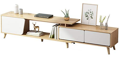 Meuble TV sur Pied, Meuble TV Universel réglable en Hauteur, Meuble TV Moderne en Bois de Style Nordique, Centre de Divertissement avec casiers et tiroirs, 120 cm