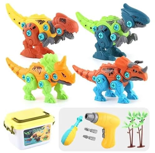 Take Apart Dinosaur Toys for Kids with Storage Box Electric Drill DIY Construction Build Set Educational STEM for Boys Girls 3 Years and Up